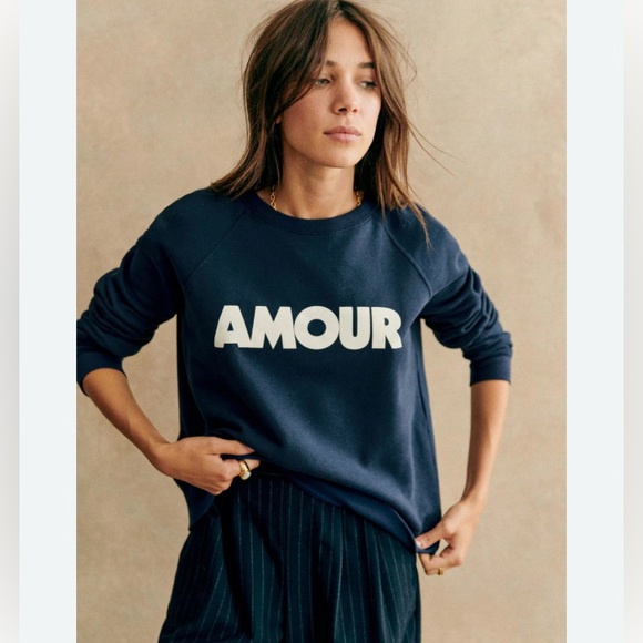 Sezane Tops - Sezane Navy 'Amour' Sweatshirt